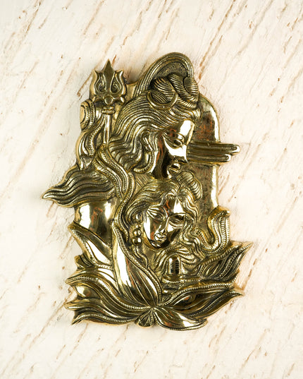 Brass Shivan Parvathi Wall Hanging - 10 inch - WL6035