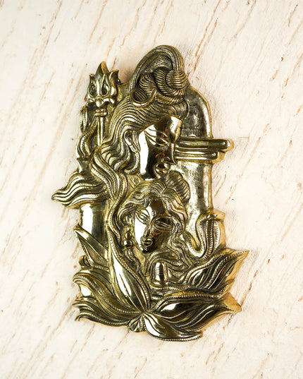 Brass Shivan Parvathi Wall Hanging - 10 inch - WL6035