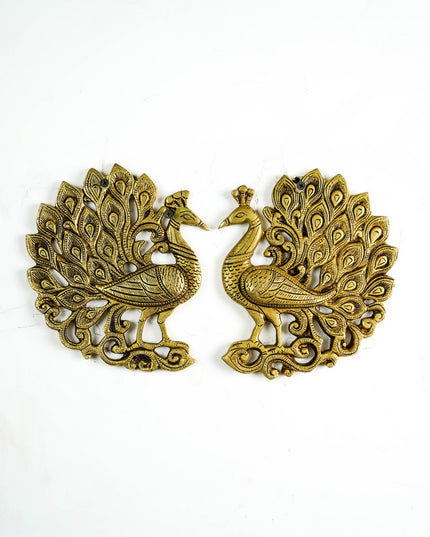 Brass Peacock Wall Hanging - 8 inch - Set of 2 - WL6036