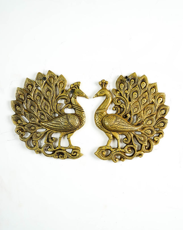Brass Peacock Wall Hanging - 8 inch - Set of 2 - WL6036