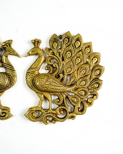 Brass Peacock Wall Hanging - 8 inch - Set of 2 - WL6036