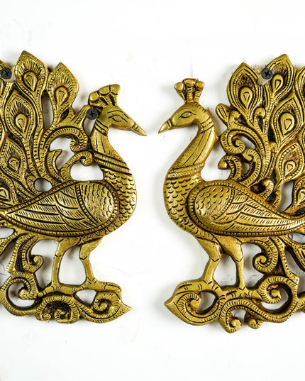 Brass Peacock Wall Hanging - 8 inch - Set of 2 - WL6036