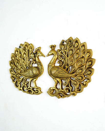Brass Peacock Wall Hanging - 8 inch - Set of 2 - WL6036