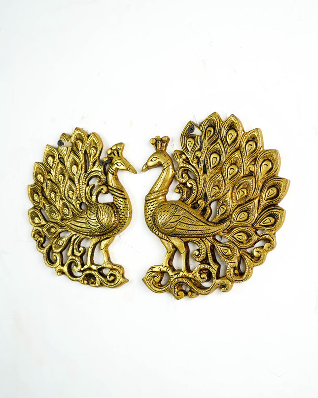 Brass Peacock Wall Hanging - 8 inch - Set of 2 - WL6036