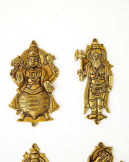 Brass Dasavatharam Wall Hanging - 6 inch - Set of 10 - WL6038