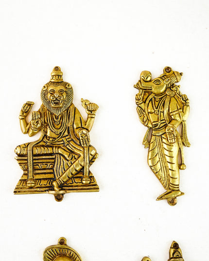 Brass Dasavatharam Wall Hanging - 6 inch - Set of 10 - WL6038
