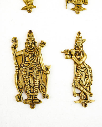 Brass Dasavatharam Wall Hanging - 6 inch - Set of 10 - WL6038