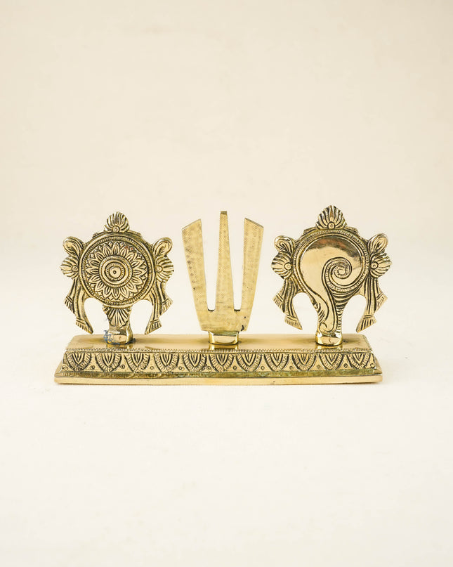 Brass Namam with Shankh Chakra - 4 inch - WL6039