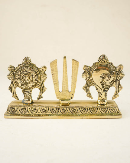 Brass Namam with Shankh Chakra - 4 inch - WL6039