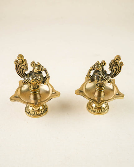 Brass Annapakshi Diya - 4 inch - Set of 2 - WL6040