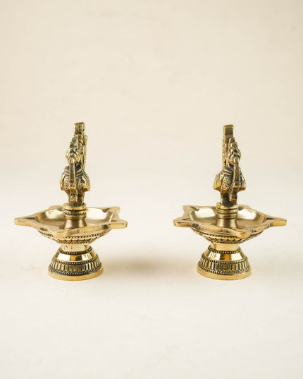 Brass Annapakshi Diya - 4 inch - Set of 2 - WL6040