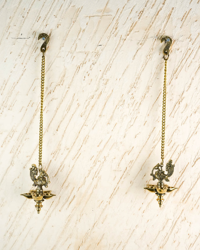 Brass Annapakshi Diya Hanging- 15 inch - Set of 2 - WL6041