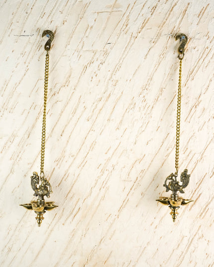 Brass Annapakshi Diya Hanging- 15 inch - Set of 2 - WL6041