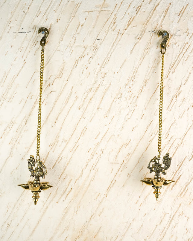 Brass Annapakshi Diya Hanging - 15 inch - Set of 2 - WL6041