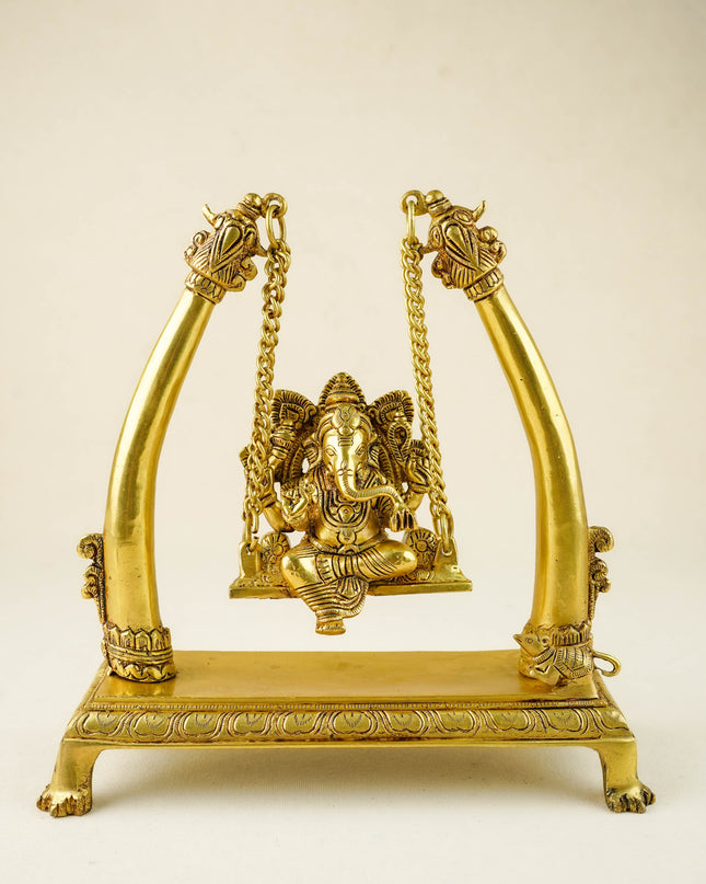 Brass Jhoola Ganesha - 10 inch - WL6042