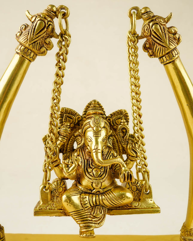 Brass Jhoola Ganesha - 10 inch - WL6042