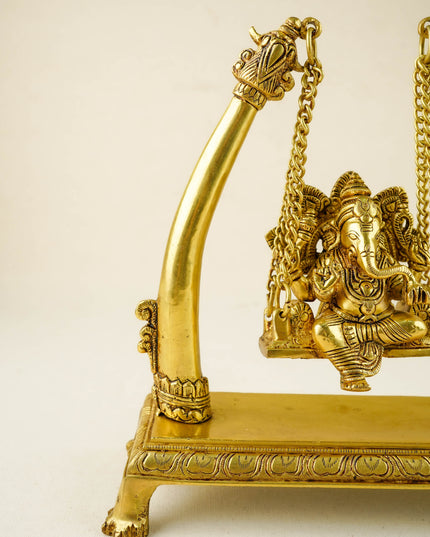 Brass Jhoola Ganesha - 10 inch - WL6042