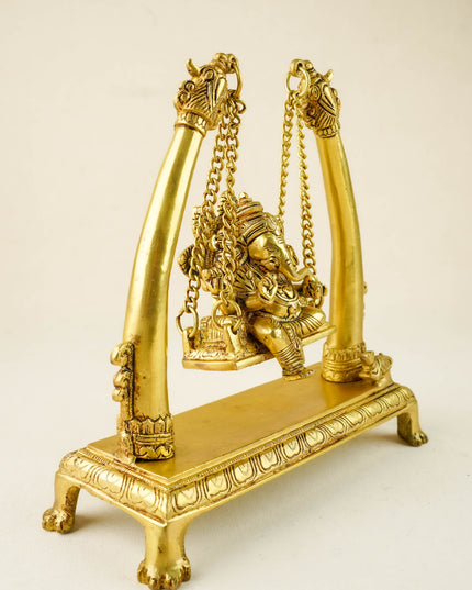 Brass Jhoola Ganesha - 10 inch - WL6042