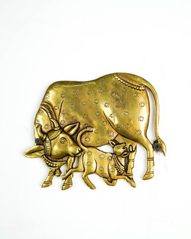 Brass Cow and Calf Wall Hanging - 6 inch - WL6044