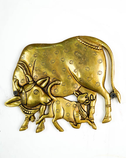 Brass Cow and Calf Wall Hanging - 6 inch - WL6044