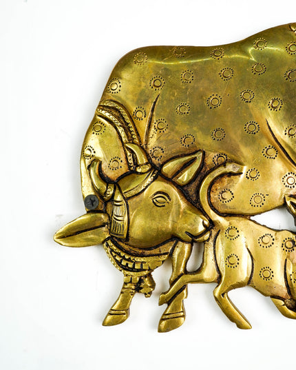 Brass Cow and Calf Wall Hanging - 6 inch - WL6044