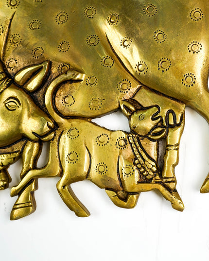 Brass Cow and Calf Wall Hanging - 6 inch - WL6044
