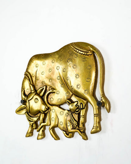 Brass Cow and Calf Wall Hanging - 6 inch - WL6044