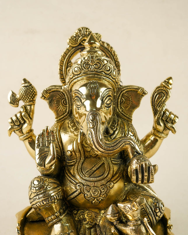 Brass Ganesha Idol - 9 inch - WL6045