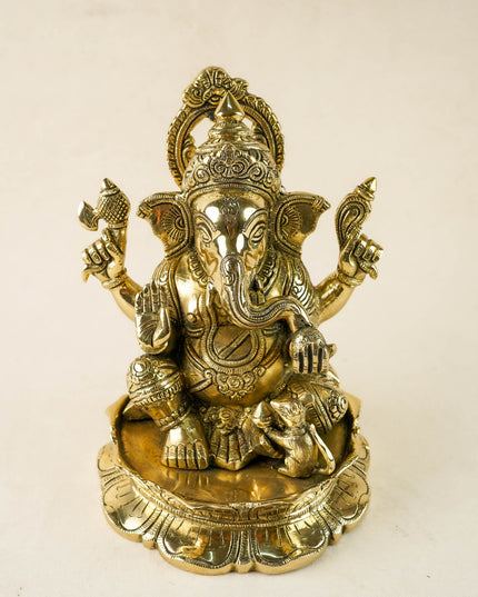 Brass Ganesha Idol - 9 inch - WL6045