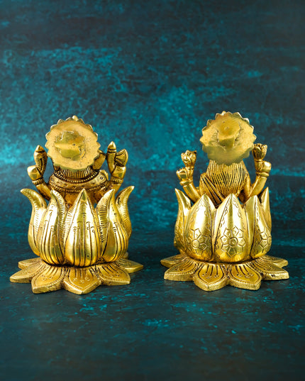 Brass Lakshmi Ganesha Idol - 5 inch - WL6046