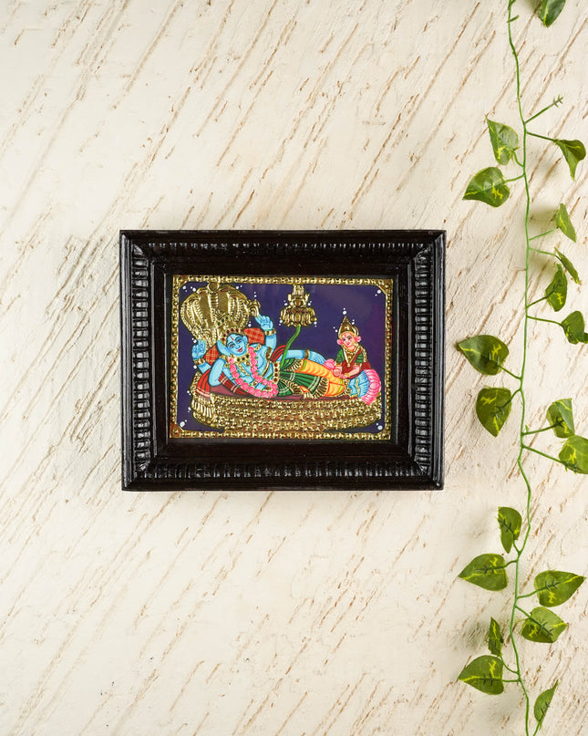 Tanjore Painting - Ananthapadmanabha Swami - Flat (Gold foil) - 8x6 inch - WL6053