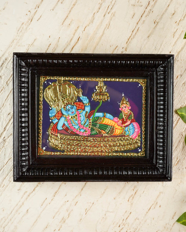 Tanjore Painting - Ananthapadmanabha Swami - Flat (Gold foil) - 8x6 inch - WL6053