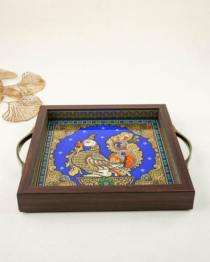 Tanjore Style Reverse Glass Painting Tray - Annapakshi - WL6073