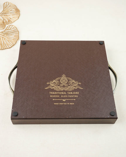 Tanjore Style Reverse Glass Painting Tray - Annapakshi - WL6073