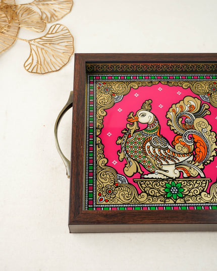 Tanjore Style Reverse Glass Painting Tray - Annapakshi - WL6073