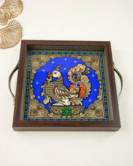 Tanjore Style Reverse Glass Painting Tray - Annapakshi - WL6073
