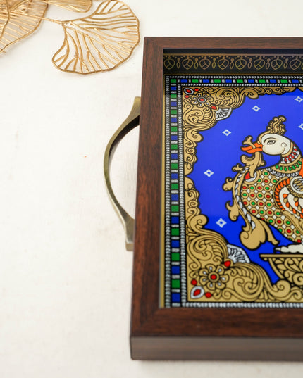 Tanjore Style Reverse Glass Painting Tray - Annapakshi - WL6073