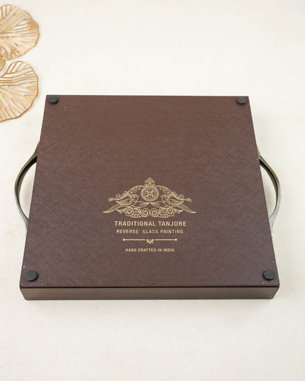 Tanjore Style Reverse Glass Painting Tray - Annapakshi - WL6074