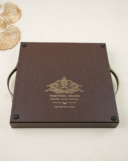 Tanjore Style Reverse Glass Painting Tray - Elephant - WL6078