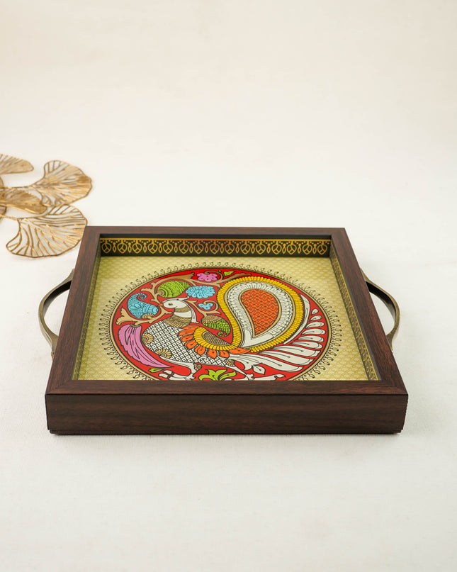 Tanjore Style Reverse Glass Painting Tray - Annapakshi - WL6080