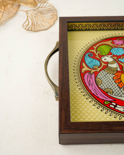 Tanjore Style Reverse Glass Painting Tray - Annapakshi - WL6080