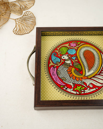 Tanjore Style Reverse Glass Painting Tray - Annapakshi - WL6080