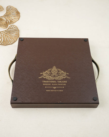 Tanjore Style Reverse Glass Painting Tray - Annapakshi - WL6080