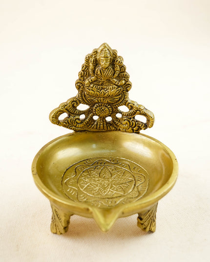 Brass Lakshmi Ganesha Diya - Set of 2 - 4 inch - WL6086