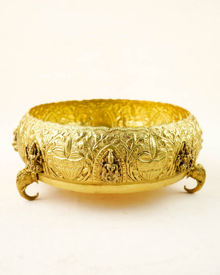 Brass Lakshmi Urli - 7 inch - WL6089-1