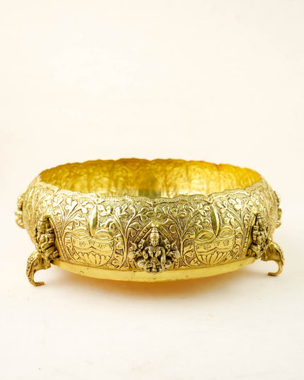 Brass Lakshmi Urli - 9 inch - WL6089-2