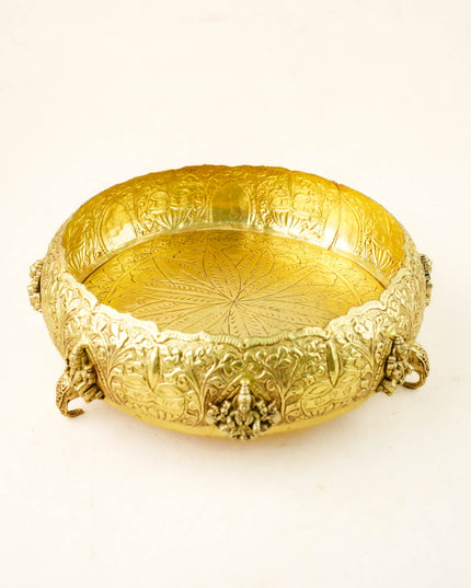 Brass Lakshmi Urli - 9 inch - WL6089-2