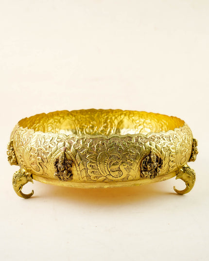 Brass Lakshmi Urli - 11 inch - WL6089-3