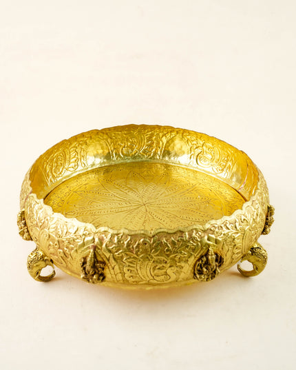 Brass Lakshmi Urli - 11 inch - WL6089-3