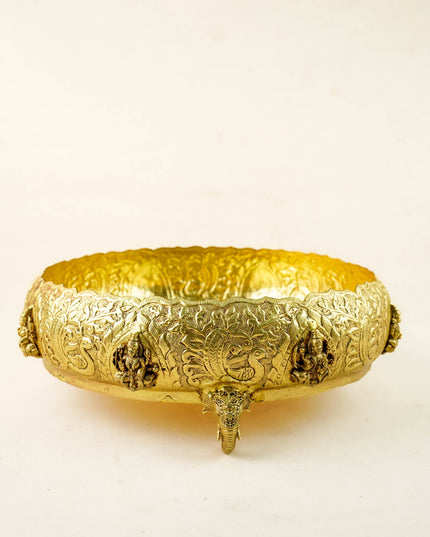 Brass Lakshmi Urli - 11 inch - WL6089-3